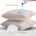 thumbnail image 4 of Throw Pillow Covers 26x26 Inch Set of 2, Pink Stripes Waterproof Outdoor Pillow Covers, Modern Minimalist Lines Geometric Beige Decorative Cushion Pillowcases for Couch, Sofa, Bed, Garden, Patio, 4 of 9