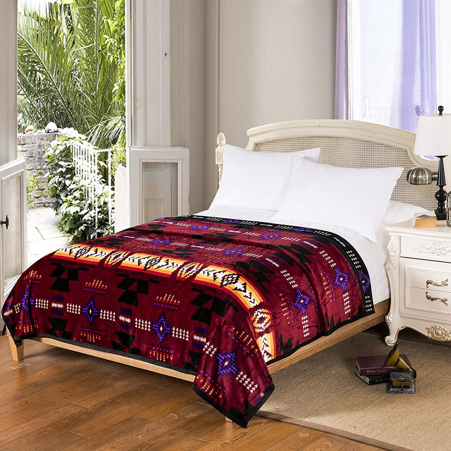 16112 Burgundy Reversible 2 Ply Queen Blanket - Walmart.com - Walmart.com