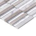 thumbnail image 4 of Modket TDH282NS TDH282NS Calacatta White Beige Marble Stone Silver Glass Stacked Mosaic Tile Backsplash, 4 of 5