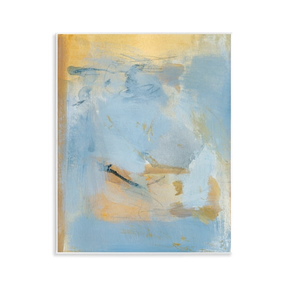 Stupell Industries Blue & Gold Organic Abstract Abstract Painting Unframed Art Print Wall Art, 11 x 14