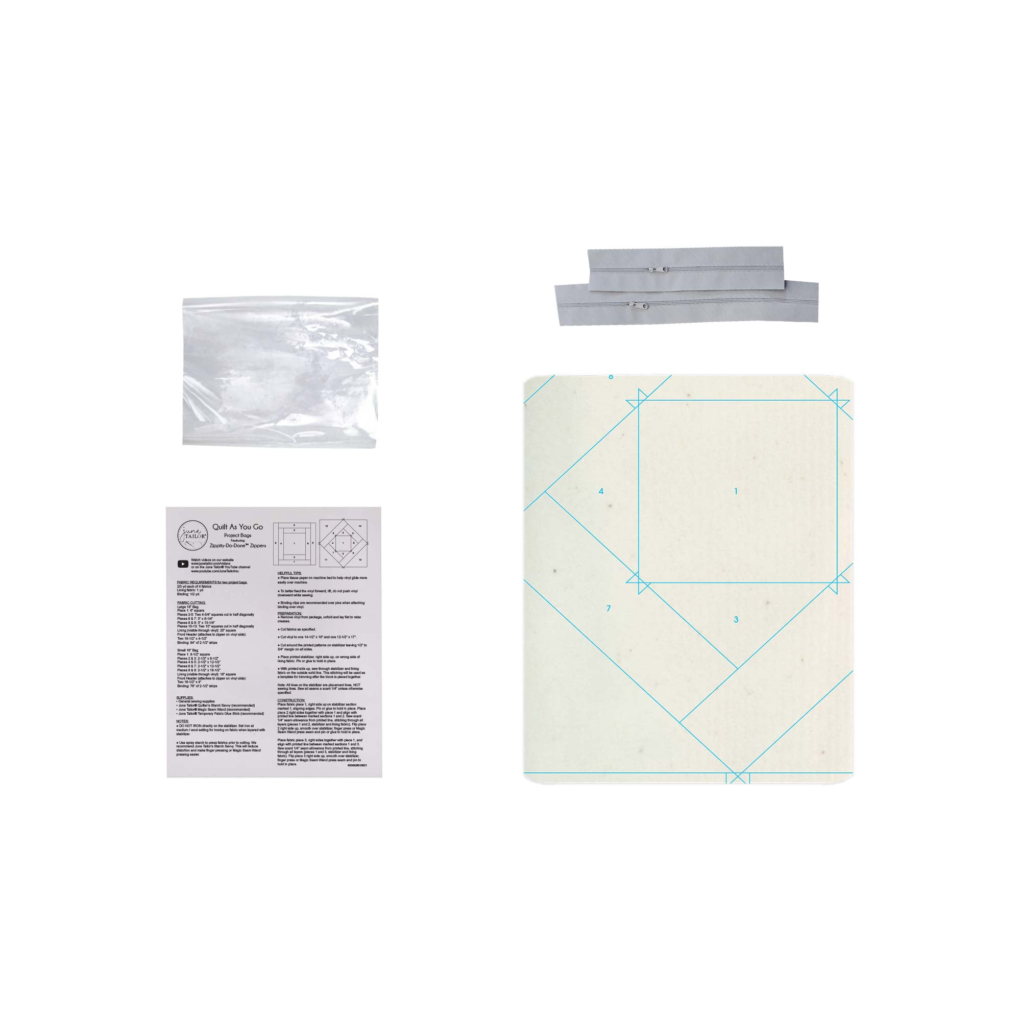 Project Bags Quilt-As-You-Go Kit with Zippity-Do-Done Zipper - Gray (Set of 2)