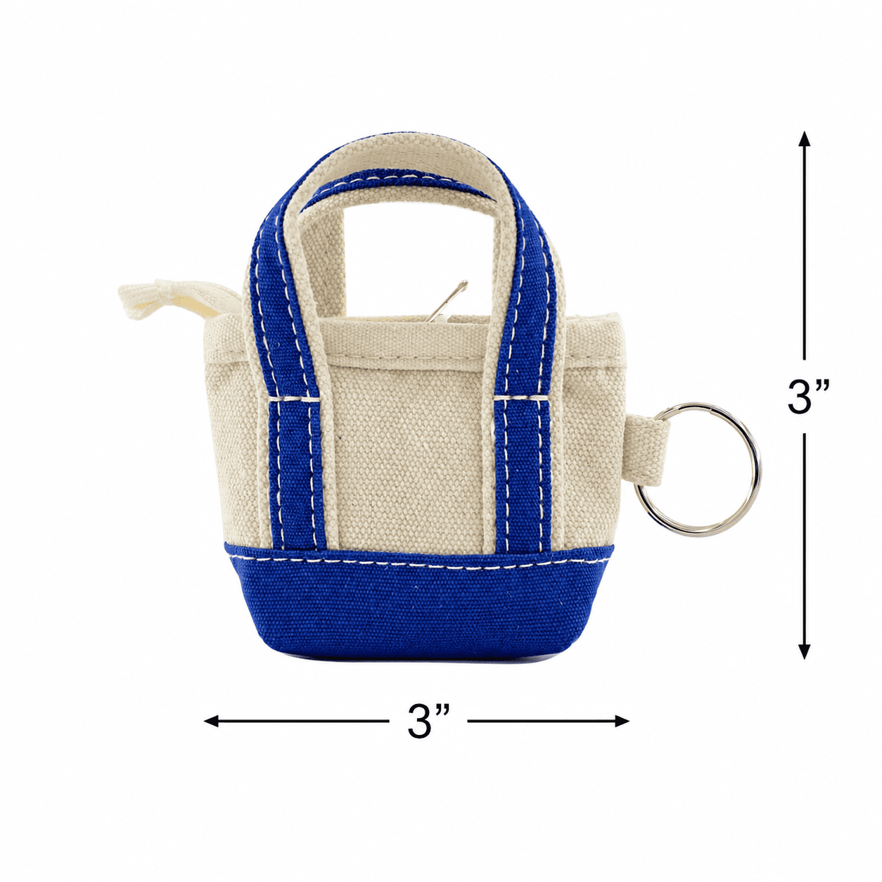U Style Mini Canvas Tote Keychain, Navy Blue