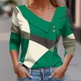 thumbnail image 2 of FAIWAD Long Sleeve Tunic Tops for Womens V Neck Button Down Tops Color Block Slim Lightweight Pullover Tops, 2 of 4