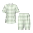 thumbnail image 1 of Balery Pistachio Green Checkboard Conjunto de Pijama Infantil de Manga Corta con Estampado – Ropa de Dormir de Algodón Suave-XX-Large, 1 of 6