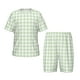 thumbnail image 1 of Balery Pistachio Green Checkboard Conjunto de Pijama Infantil de Manga Corta con Estampado – Ropa de Dormir de Algodón Suave-Medium, 1 of 6