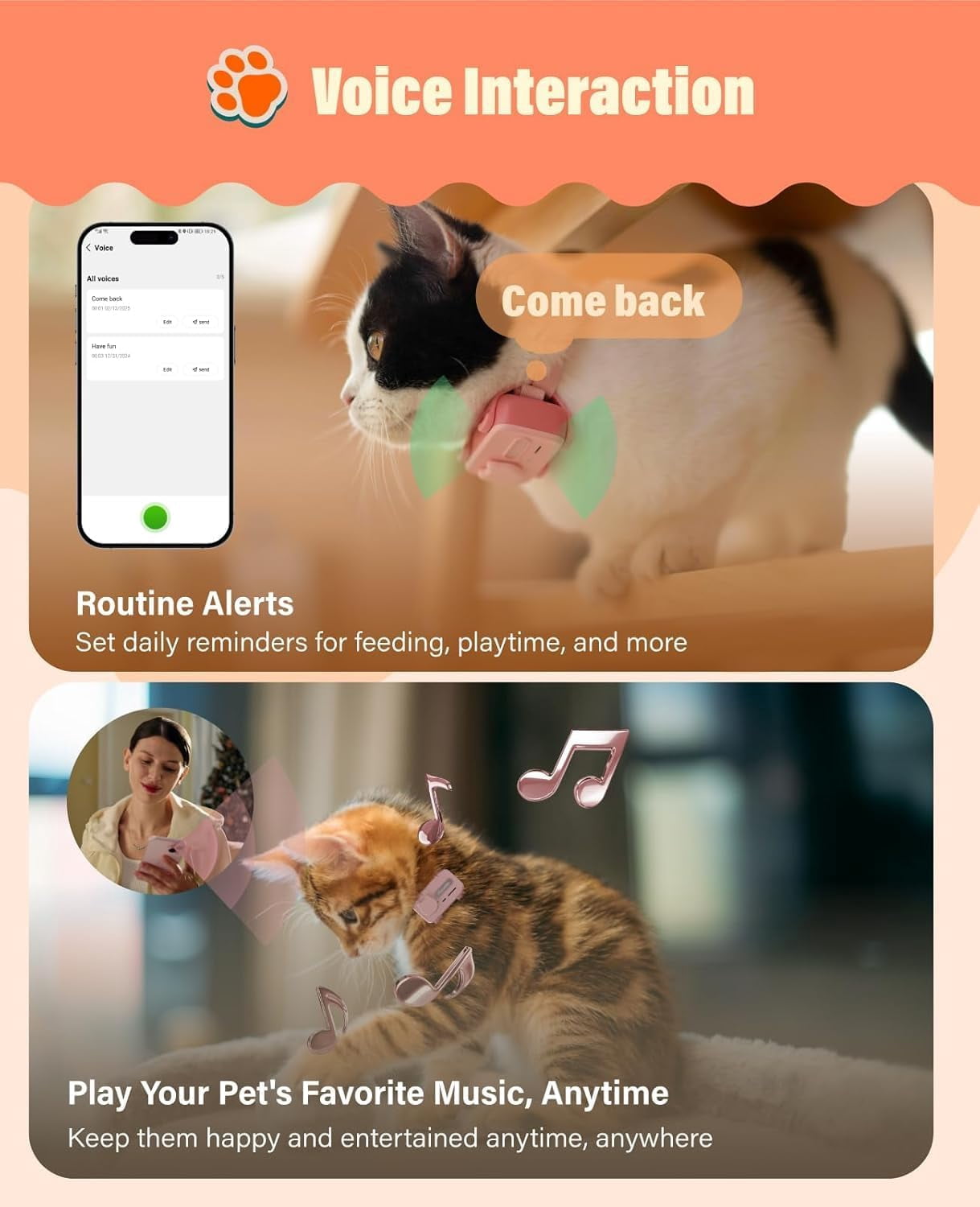 et Tracker Support Two-Way Call and AI Health Alerts, GlocalMe GPS Tracker for Dog and Cat, Real Time Tracking and Virtual Fence, 6 Advanced Location Technologies, Global Unlimited Range