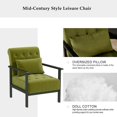 thumbnail image 3 of Coewske Green Velvet Modern Accent Chair Upholstered Armchair w/ Pillow Wood Frame, 3 of 6