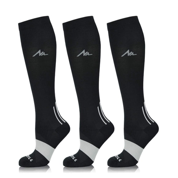 NEWZILL Medical Compression Socks for Women & Men Circulation 20-30 mmHg, Best for Running Athletic Hiking Travel Flight Nurses ( 3-Pairs, Black, S/M)