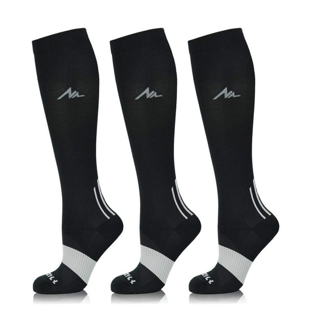 NEWZILL Medical Compression Socks for Women & Men Circulation 20-30 mmHg, Best for Running Athletic Hiking Travel Flight Nurses ( 3-Pairs, Black, S/M)