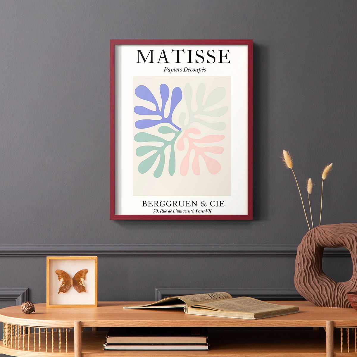 Matisse DIV Framed Print in Red Solid Wood Framed Print No Nail Hanging