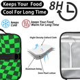 thumbnail image 4 of Green and Black Wavy Checkered Insulated Lunch Bag with Shoulder Strap and Bottle Holder,Bento School Lunch Bag Box,11x9.5x3.5 Inches, 4 of 5