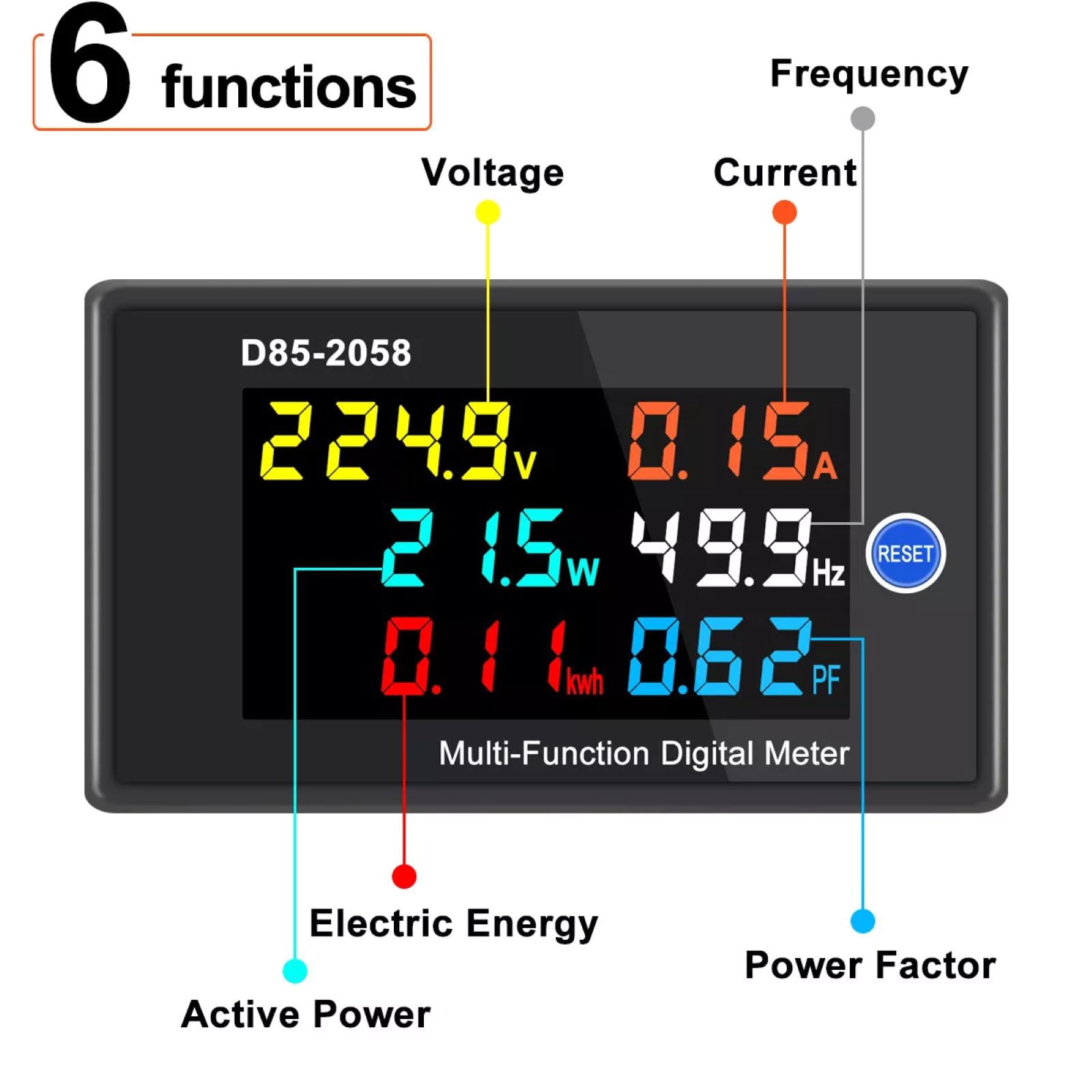 TAPDRA Digital AC Panel Meter Voltmeter Ammeter Power Meter D85-2058 40-300V 0-99.99A for Accurate Power Analysis