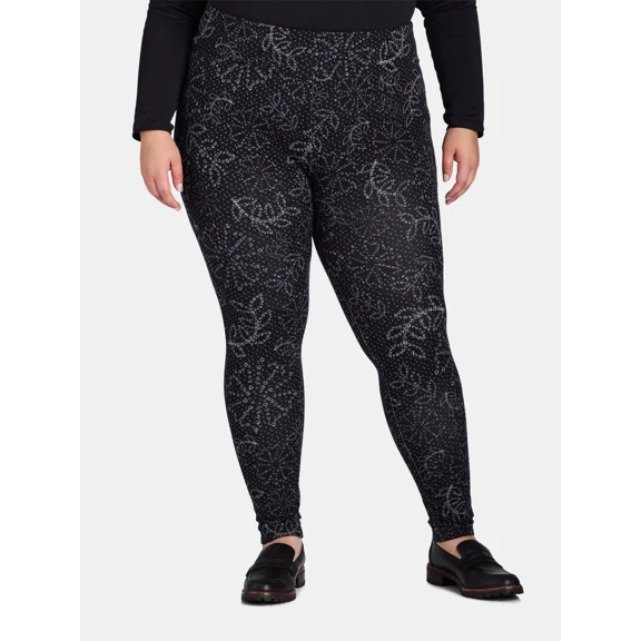 Terra & Sky Women's Plus High Rise Leggings, 27” Inseam, Sizes 0X-4X