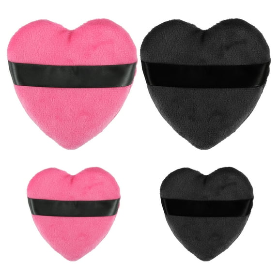 Unique Bargains 4pcs Loose Puff Face Soft Heart Shape Puff Makeup Tool Red Black