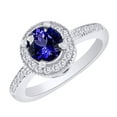 thumbnail image 2 of AFFY (1.95ct) Simulated Blue Tanzanite & White Diamond Halo Engagement Ring In 14k Solid Gold With Ring Size 5, 2 of 2