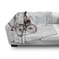 thumbnail image 3 of Teen Room Soft Flannel Fleece Throw Blanket, Young Girl in Paris Streets Bicycle French Style Display, Cozy Plush for Indoor and Outdoor Use, 60" x 80", Brown Chestnut Brown, by Ambesonne, 3 of 6