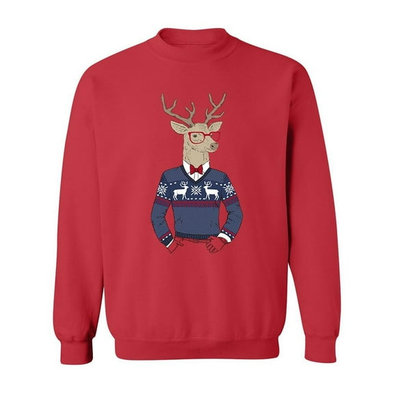 Hipster Deer. Sweatshirt Men -Image by Shutterstock, Male Small