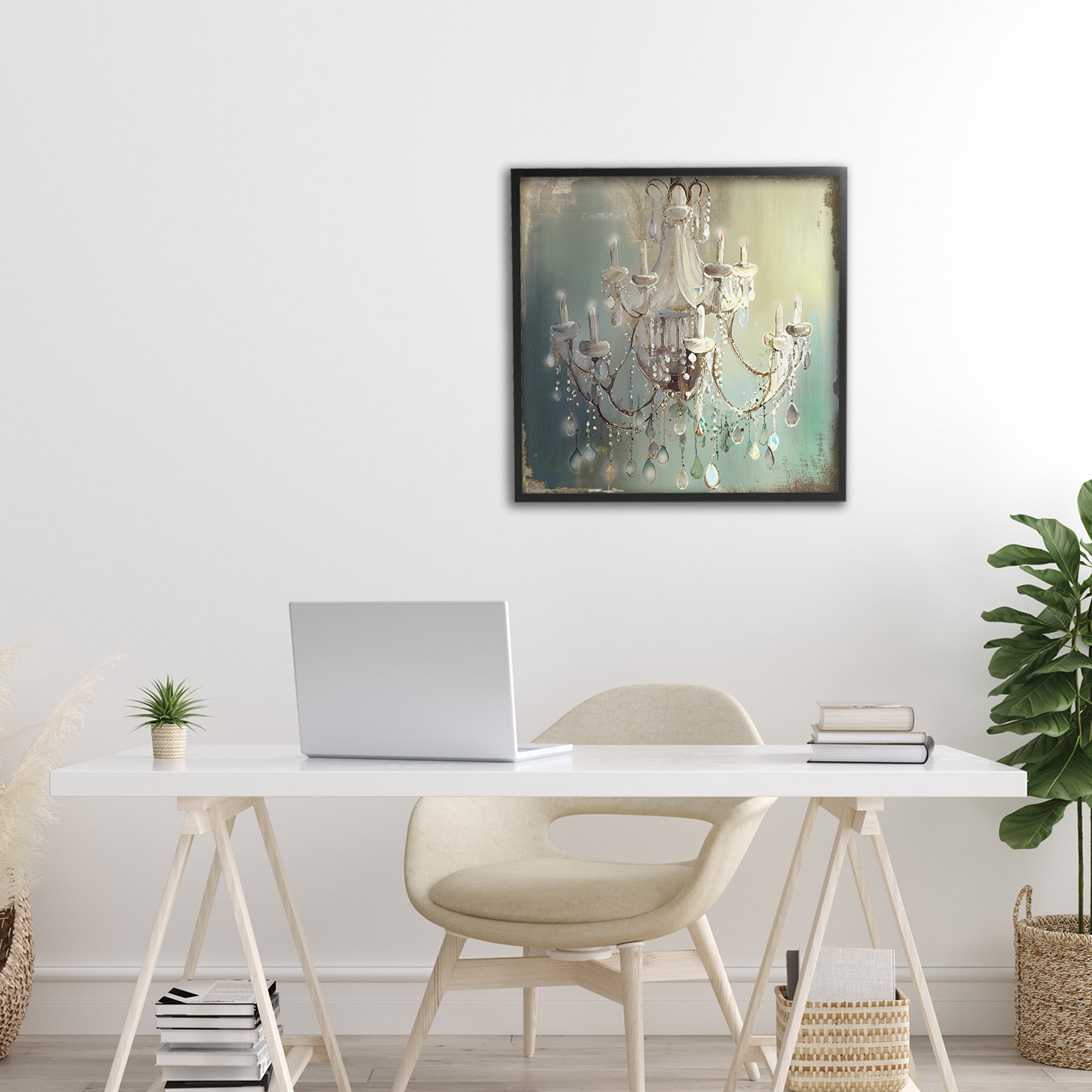 Vintage Illumine Chandelier Black Framed Giclee Art, design by Sasha
