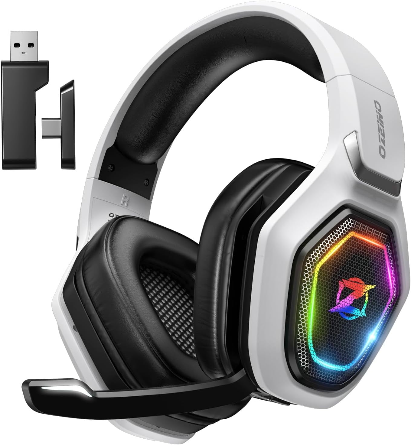 Wireless Gaming Headset 2.4GHz USB & Type-C Low Latency Gaming Headphones with Microphone for PC, PS5, PS4, Mobile, Switch