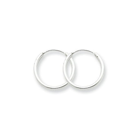 13 Mm Earrings - 1.3mm, Sterling Silver, Endless Hoop Earrings - 13mm (1/2 Inch)
