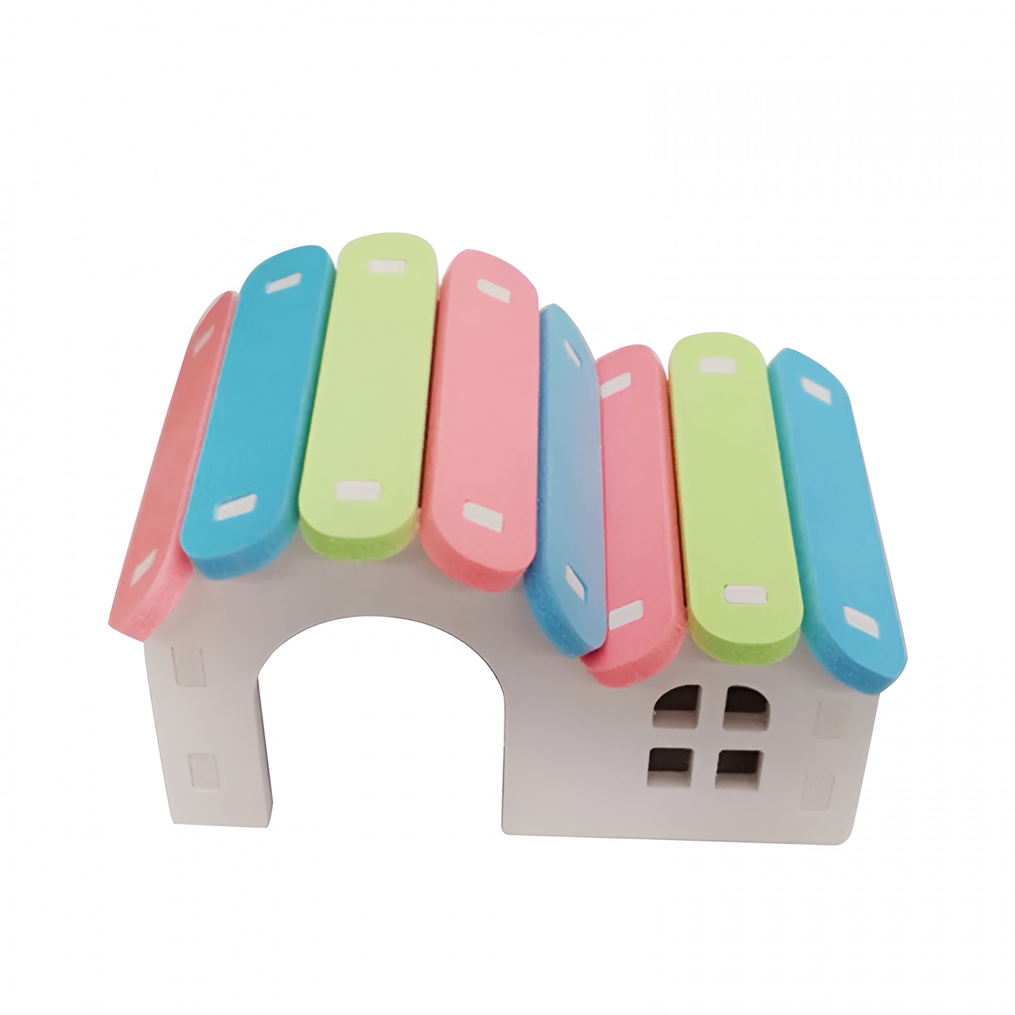 LAMIRO Hamster Hideout Wooden Gerbil House, Rainbow Bridge Mouse Sports Toy Hamster Cage Accessories for Small Animal Habitat Hamster Guinea-Pig Hedgehog Squirrel