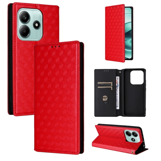Funda Flip para Xiaomi Redmi Note14 4G con Patrón de Cuadros y Cierre Magnético Seguro