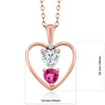 thumbnail image 2 of Gem Stone King 18K Rose Gold Plated Silver White Moissanite Pendant Necklace for Women (0.93 Cttw, Gemstone Birthstone, Heart 5MM and 4MM, with 18 inch Silver Chain), 2 of 3
