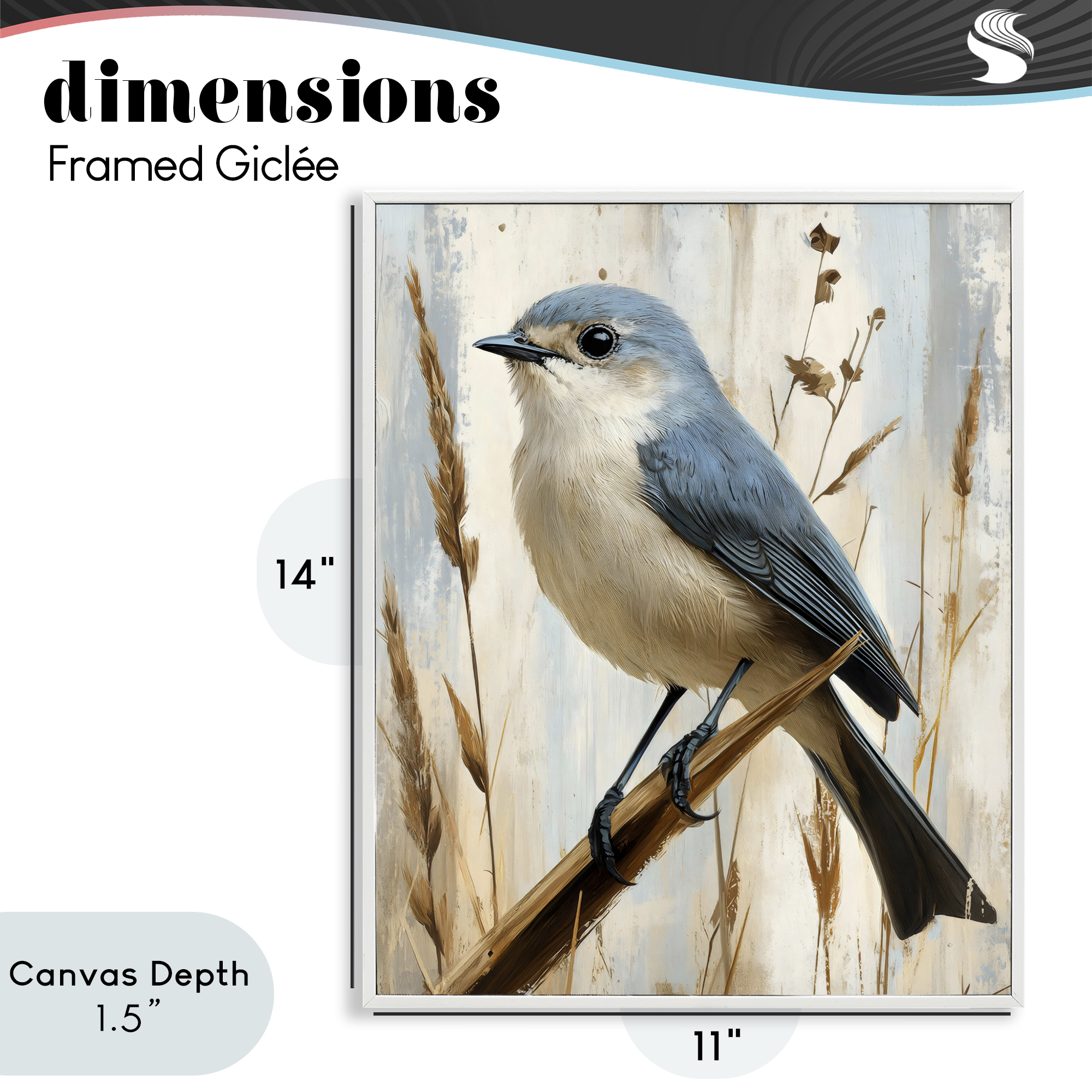 Stupell Industries Bluebird on Tall Glass Perch White Framed Giclee Art, design by Creative Studio