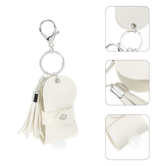 LITINKIMI Liquid Containers Keychain Portable Hand Bottle Cover White Plastic 1Pack