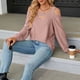 thumbnail image 4 of MHFRRA Camiseta Básica con Cuello En U para Mujer, Suave, Cómoda e Informal, para Uso Diario, Ideal para Vacaciones, Top Básico Versátil con Jeans, para Toda La Temporada, Color Puro. Rosa, 4 of 8