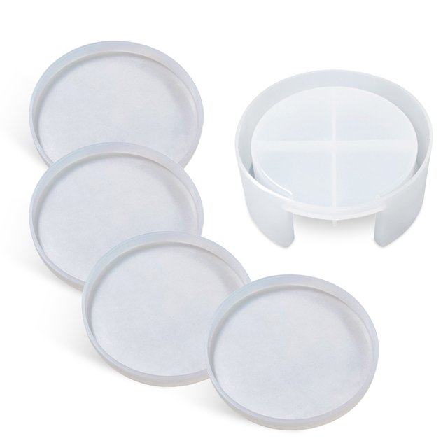 Billuyoard Moldes de posavasos redondos para copa de vino, molde de fundición reutilizable de silicona de yeso, artesanía DIY antiadherente, suministros Artesanía Okrągły zestaw NO1 Billuyoard HA010084-01