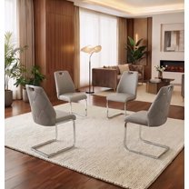 Sumdeal Dining Chair Sets (2, 4, or 6 chairs), modern leather upholstered chairs, high backrests, silver backrest rings and chrome armrests, waterproof PU leather (white, black, grey, or beige).