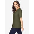 thumbnail image 2 of Jessica London Women's Plus Size Stretch Cotton Square Neck Tee, 2 of 6