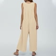 thumbnail image 2 of Women's Sleeveless Wide Leg Jumpsuit Casual Loose Button Front Pocket Romper, 2 of 4