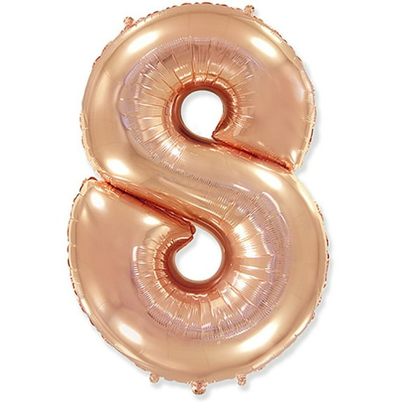 42 inch Number 8 - Rose Gold Foil Mylar Balloon - Party Supplies Decorations