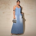 thumbnail image 2 of AURA Womens Plus Size Sleeveless Denim Maxi Dress A Line Washed Stretch Jean Dress 1XL 5XL, 2 of 6