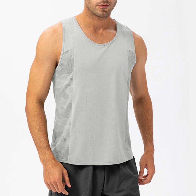 EOYWHK Summer Tanks for Men Compression Fit Quick Drying Workout Top Breathable Solid Color Crew Neck Gym Fitness Running Jogging Undershirts