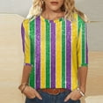 thumbnail image 2 of LIaqionyy Womens 3/4 Sleeve Shirt Striped Casual Party Blouses Business Work Tee Top Vacation Outfits, 2 of 7