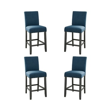 New Classic Furniture Crispin Solid Wood Counter Chair in Marine Blue (Set of 4)