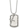 thumbnail image 2 of Chisel Stainless Steel Antiqued Brushed and Polished 2 Piece Textured Cross Dog Tag on a Ball Chain Necklace - 22", 2 of 8