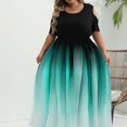 thumbnail image 1 of Vestido largo con hombros descubiertos y estampado degradado de talla grande, vestido de fiesta largo de manga corta elegante con estiramiento ligero para mujer, 1 of 4