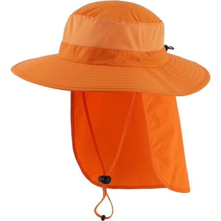 Outdoor UPF50+ Mesh Sun Hat Wide Brim Fishing Hat with Flap Sun Hat for Men Women