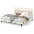 thumbnail image 7 of Senfot King Size Bed Frame Upholstered Platform Bed with Fabric Headboard, Wooden/Metal Slats Support, Non-Slip and Noise-Free,Easy Assembly, No Box Spring Needed, Beige, 7 of 7