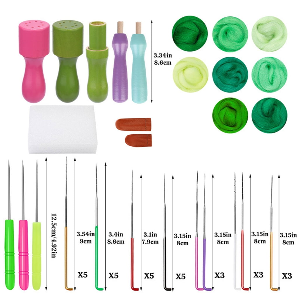 lanema Needle Felting Starter Kits Wool Roving 8 Colors Set Needle Felting Set