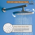 thumbnail image 2 of CASAINC 5-Spray Patterns 9.5 in. Wall Mount Dual Shower Heads in Spot Resist Brushed Nickel, 2 of 9