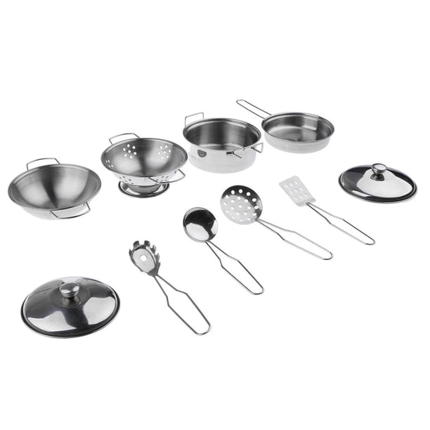 juguetes de cocina para niños,Utensilios de cocina de acero inoxidable,Juguete de utensilios de cocina de cocina,juguetes de simulación,Juguete de utensilios de cocina,Herramientas de cocina