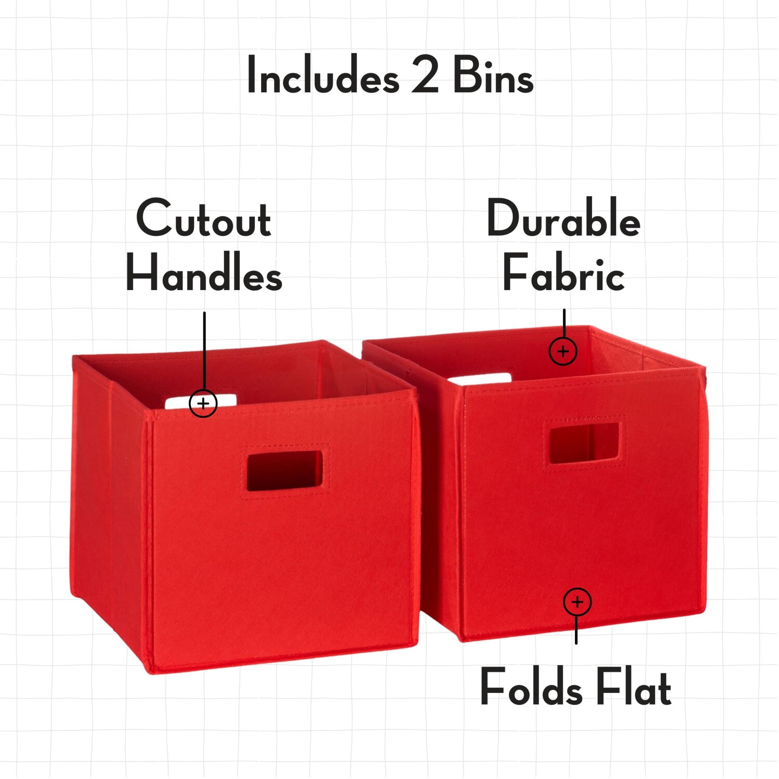 RiverRidge Kids 34in Playroom Bookshelf with Toy Organizer 2 Open Shelves and 2 Red Bins