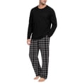 thumbnail image 6 of VV AVEORS Mens Pajama Set Pjs Christmas Plaid Sleepwear Cotton Lightweight Long Sleeve Pjs Soft Comfy Sleep Set With Pocket Black S, 6 of 8