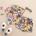 thumbnail image 2 of Kids Toddler Children Boys Spring Fashion Daily Indoor Outdoor Print Short Sleeve Shirt Shorts Outfits Clothing, 2 of 3