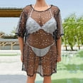 thumbnail image 2 of AOMPMSDX Beach Cover Up Plus Size Women'S Dress Sexy See Through Mesh Star Bronzing Long T Shirt Bikini Cover Up Black One Size, 2 of 4